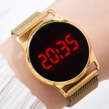 2020 LED Elektrooniline Rose Gold Silma Magnet Õpilane Poiss Kvarts Naine Watch Fashion Naiste Luksus Must Daamid Kellad Reloj часы