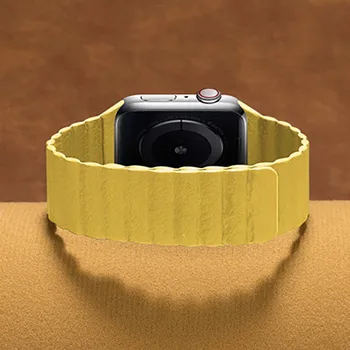 2020 nahast rihm Käepaela Apple vaadata iwatch 1/2/3/4/5 kahe-punkti kaare magnet rihm Mugav lahtivõtmine kiire kulumine