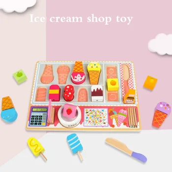 2020 Puidust Simulatsiooni Jäätis Veoauto Jäätise Masin Mini Toit, Laste mänguväljak Maja jäätist Koonus Mänguasi Kingitus Tüdrukud