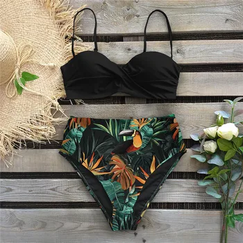 2020 Seksikas Lehe Print Bikiinid Naiste Ujumistrikoo Naiste Ujumisriided Thong Push Up Bikinis Seatud Kõrge Vöökoht Ujumine Sobib trikoo