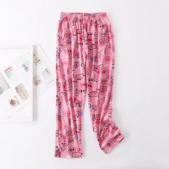 2021 Kevadel puuvill Naiste magada põhjad Naiste lahtised pluss suurus nighty püksid sleepwear pyjama Daamid Cartoon pajama püksid