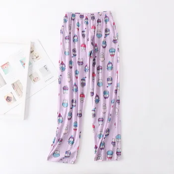 2021 Kevadel puuvill Naiste magada põhjad Naiste lahtised pluss suurus nighty püksid sleepwear pyjama Daamid Cartoon pajama püksid