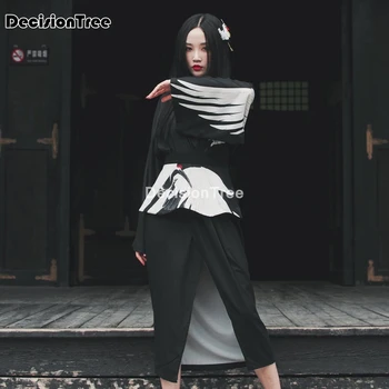 2021 naiste kraana trükkimine kleit tüdrukud kimono cosplay kostüümid armas pikk kimono kleit must vestido halloween jaapani kanda