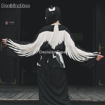 2021 naiste kraana trükkimine kleit tüdrukud kimono cosplay kostüümid armas pikk kimono kleit must vestido halloween jaapani kanda