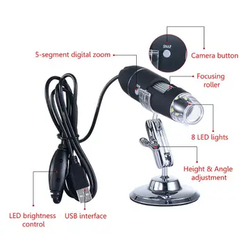 2021 Uus 1600X USB Digital Microscope Kaamera Endoscope 8LED Luup koos Hoidke Seista