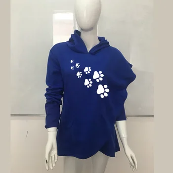 2021 Uus Mood Koera Jälg Sviitrid Tops Femmes Kawaii Taskud Naine Harajuku Muster Street Paks Magus Pulloverid Pluss