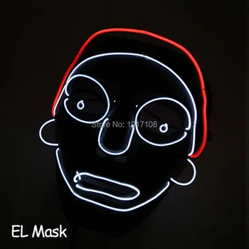 2021 Uus Partei Mask Cosplay Hõõguv tehke grimasse EL Mask LED Tuli Vilkuv Skelett Halloween Rave Partei Teenetemärgi