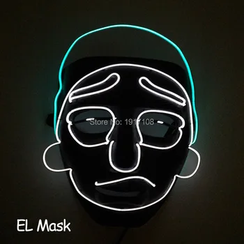 2021 Uus Partei Mask Cosplay Hõõguv tehke grimasse EL Mask LED Tuli Vilkuv Skelett Halloween Rave Partei Teenetemärgi