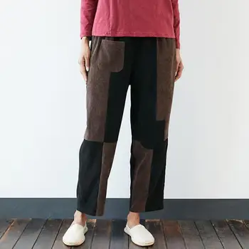 2021 Vabaaja Taskud Pikad Püksid Vintage Põhjad Palazzo Velvetist Segast Püksid Naiste Haaremi Püksid Elastne Vöökoht Streetwear 7