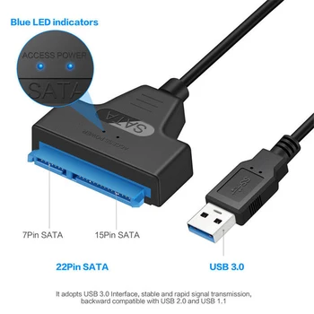 22 Pin SATA3 USB 3.0 2.5 Tolline kõvaketas HDD SSD Adapter SATA Converter Cable