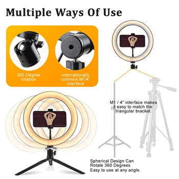 26cm Valgus Foto Led Fotograafia Reguleeritav, 3 Modes, USB-Pistik Kaamera Selfie Video Valgus Sõrmus Telefon Clip Light Stand Ümar Lamp