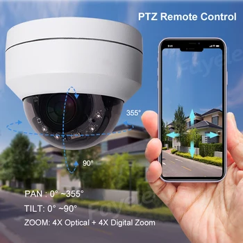 2MP H. 265 WIFI IR PTZ kaamera 4X Zoom Traadita HD IP Kuppelkaamera IR 50M Night Vision 2-Way Audio Salvestamine SD P2P Mobiilne Kontroll