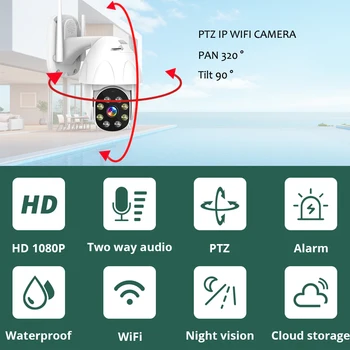 2MP IP-Kaamera, Wifi, Heli Kiirus Dome PTZ Turvalisuse Kaamera IR Night Vision P2P Wireless CCTV Camara SD Kaardi pesa