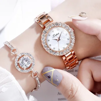 2PCS/SET Brändi Käevõru Kellad Naistele Luxury Crystal Kleit Käekellad Kella Naiste Mood Vabaaja Quartz Watch reloj mujer
