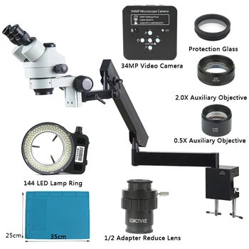 3,5 X - 90X Selgeks Käe Samba Klamber Zoom Simul Fookuskaugus Trinocular Stereo Mikroskoop + 34MP Video Kaamera Tööstuslikuks PCB