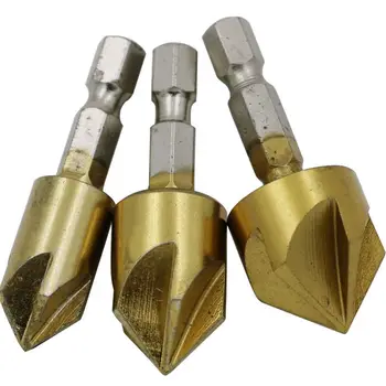 3 Tk Chamfer Debur Countersink 1/4 Hex 12-16-19mm Titanium Kattega Drill Bit Kit S7