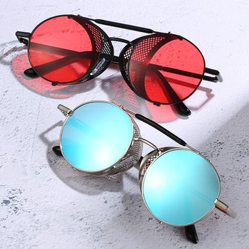 $3 Uus Mood Gooti Steampunk Päikeseprillid Brändi Disainer, Vintage Ringi Naised Mehed Steam Punk Päikeseprillid Oculos