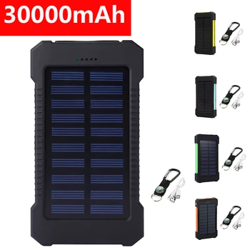30000mAh Solar Power Bank Veekindel Dual USB Solar Laadija LED Powerbank Kaasaskantav Väline Akulaadija Poverbank Telefonid
