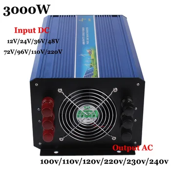 3000W Off Grid Inverter, 60V/72V/96v/110v/220vDC 110V/220VAC Puhas Siinus Solar Inverter või Tuule Inverter, Surge Võimsus 6000W