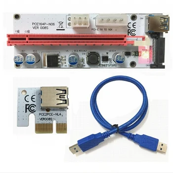 300set Valge PCI-E Ärkaja 008 Express 1X 4x 8x 16x Extender PCI-E USB Ärkaja Kaardi Adapter 008S SATA 15 pin BTC Kaevandamine Kaevur