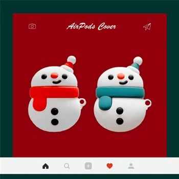 3D Christmas Snowman puhul Airpods 1 2 Kõrvaklappide Karp Katta Pehme Bluetooth Kaitsta puhul Airpod