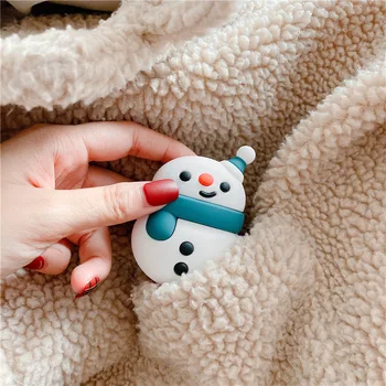 3D Christmas Snowman puhul Airpods 1 2 Kõrvaklappide Karp Katta Pehme Bluetooth Kaitsta puhul Airpod
