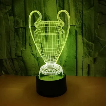 3D Jalgpalli Cup Trophy Lambi 7 Värvi Muutmine 3D LED Night Light Contact Nuppu, USB-Beebi Magamistoas Magada Luminaria Kerge