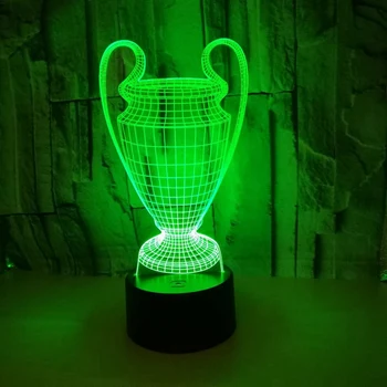 3D Jalgpalli Cup Trophy Lambi 7 Värvi Muutmine 3D LED Night Light Contact Nuppu, USB-Beebi Magamistoas Magada Luminaria Kerge