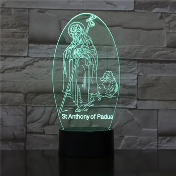 3D Katoliku ST Anthony Padova Lamp Led Nightlight Lantern Festival Jõulud Kingitus Teenetemärgi Pakkumise Kuma Aksessuaar Pool 1796
