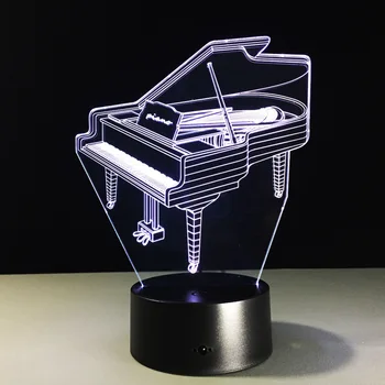 3D Klaver Kerge Tabel Lapsed Lamp, 7 Värvid Muutuvad Mõju Dekoratiivsed Magamistuba Tuled Touch USB-3AA Aku Kerge Muusika Fänn Kingitus