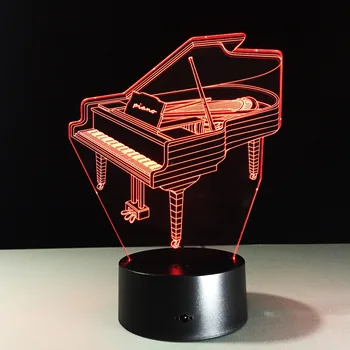 3D Klaver Kerge Tabel Lapsed Lamp, 7 Värvid Muutuvad Mõju Dekoratiivsed Magamistuba Tuled Touch USB-3AA Aku Kerge Muusika Fänn Kingitus