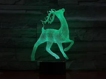 3D LED Night Light Hirv 7 Värvi Valguse Kodu Kaunistamiseks Lamp Hämmastav Visualiseerimine Optiline Illusioon Fantastiline GX1277