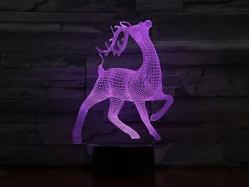 3D LED Night Light Hirv 7 Värvi Valguse Kodu Kaunistamiseks Lamp Hämmastav Visualiseerimine Optiline Illusioon Fantastiline GX1277