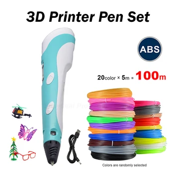 3D-Printer Pliiats Ekraani DIY 3 D Trükkimine Pen 20m ABS Hõõgniidi Set Loova Mänguasja Disainer Lapsed joonistuspliiatsid Kingitused Jõulud Sünnipäeva