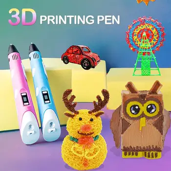 3D-Printer Pliiats Ekraani DIY 3 D Trükkimine Pen 20m ABS Hõõgniidi Set Loova Mänguasja Disainer Lapsed joonistuspliiatsid Kingitused Jõulud Sünnipäeva