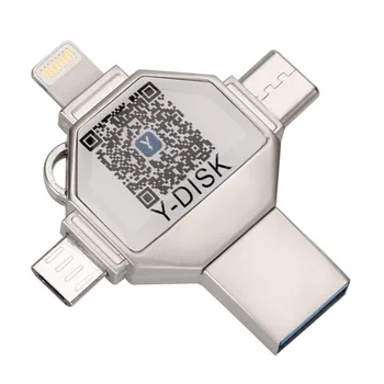 4 1 OTG Usb Flash Drive jaoks iPhone Pendrive 256GB USB 3.0 mälupulk External Storage for iOS/Android/Tüüp C/Windows Seade