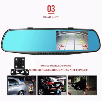4.3 Tolline Rearview Mirror Car Dvr Kaamera Hd 1080P Auto Peegel Video Recorder koos tahavaate Kaamera Auto Ekraani Peegel Kriips Kaamera