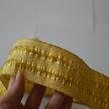 4,5 cm lai(5yds/palju)fluorestsentsi kuld lindi tikand, pits Hight kvaliteeti pits kangas tikitud lace2018102711