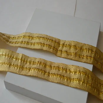 4,5 cm lai(5yds/palju)fluorestsentsi kuld lindi tikand, pits Hight kvaliteeti pits kangas tikitud lace2018102711
