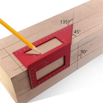 45/90 Kraadi Puidutöötlemine T-tüüpi näidik Multifunktsionaalne väljak Alumiinium valitseja Kaasaskantav juhend reegel puidutööstuse tööriistad
