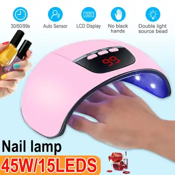 45W Küünte Kuivati LCD Ekraan Küünte Lamp 18Pcs LED-Kuivati Nail UV LED Lamp geellakki Auto Sensing Lamp Küüned