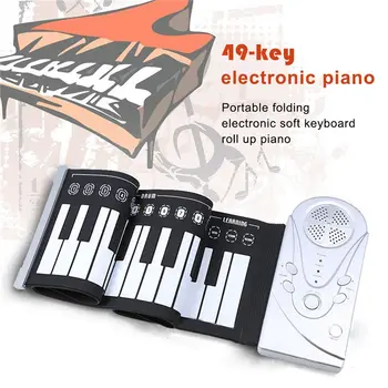 49 klahvi kõlar küljest rulli elektrooniline klaver portable folding elektrooniline pehme klaviatuur rulli klaver