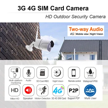 4G SIM-Kaardi IP Kaamera 1080P Heli Väljas Veekindel Cctv Turvalisus Järelevalve Cam Wifi, Infrapuna Öö Traadita HD Kaamera Koju