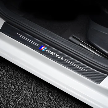 4tk auto Kleebis uksele süsiniku nahast Kiudaineid Aknalaud Plaadi Hyundai creta ix25 Tarvikud Car styling