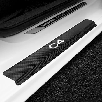 4TK Auto Ukse Läve, Kleebised Anti Scratch süsinikkiust Läve Decal jaoks Citroen C1 C3 C4 C4L C5 C6 VTS C-ELYSEE Car Styling