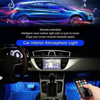 4tk/palju 9LED RGB Auto Interjöör Atmosfääri Jalgade Valgus USB Laadija Decor Lamp