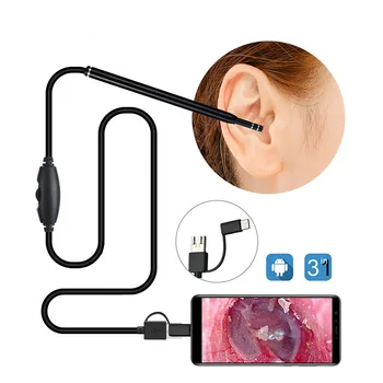 5.5 mm, 3 in 1 Ear cleaner kaamera, android endoscope kaamera usb-otoscope borescope tüüp-c kõrva otoscope medical kõrva korjaja