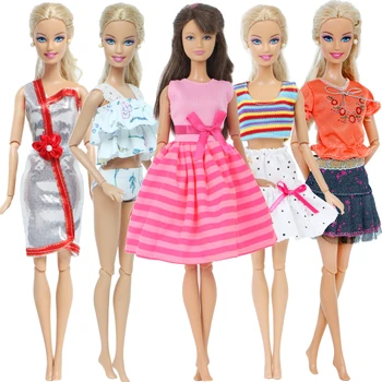 5 Komplekti Hangmade Segatud Stiil Varustus Mini Kleit Pluus Püksid Armas Seelikud Topid Riided Barbie Nukk Tarvikud Kids Mänguasi