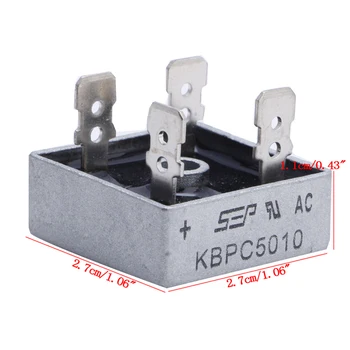 5 x KBPC5010 1000V 50A Metal Puhul 4 Pin ühefaasiline Diood Sild Alaldi