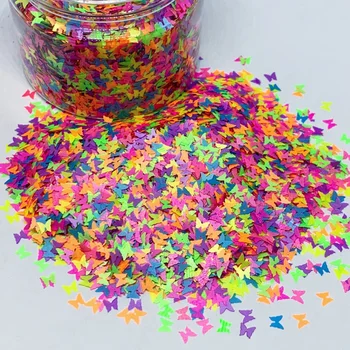 50g/kott 3mmNeon Butterfly Mix Neoon Laperdus Liblikad Glitter Kuju, Nail Art, Litrid, Klaaside, Konfetid Glitter, HG544-jy